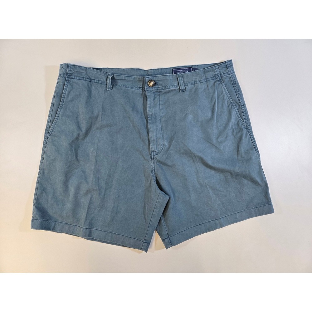 Vineyard Vines Island Shorts Mens 38 Blue Green Cotton Stretch Chino 8.5 Inseam